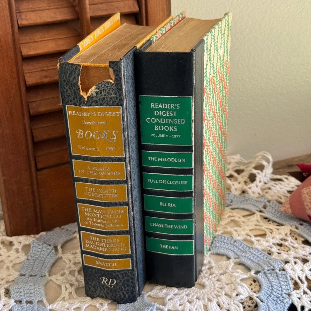Vintage Readers Digest Books 1969 1977 Set & Patchwork Quilt Chicken Decor